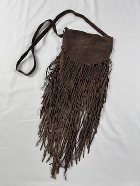 Brown Suede Leather Fringe Crossbody Bag Boho Western Festival DIY Base